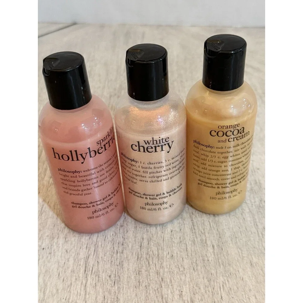 Philosophy 3-in-1 Shower Gel Shampoo And Bubble Bath 3 Scents 180ml 6 Oz Ea New